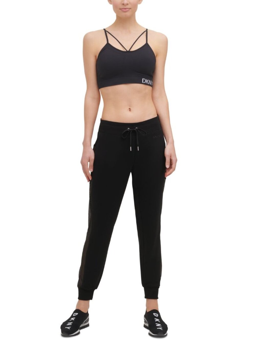 DKNY Womens Mesh Blocked Joggers